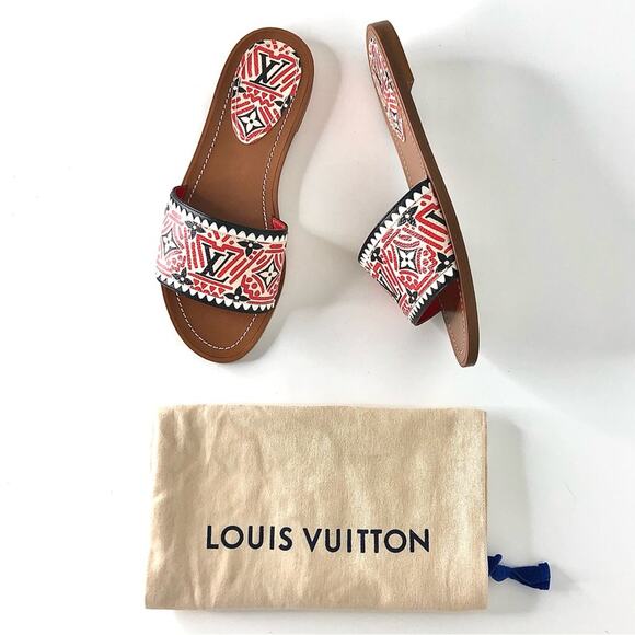 Louis Vuitton Crafty Lock It LV Monogram Slides Mules Flats Sandals 36 - Picture 1 of 11